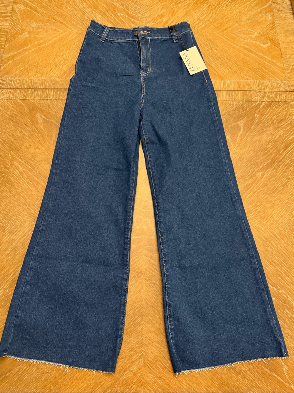 Zenana Dark Blue Wide-Leg Jeans for Women